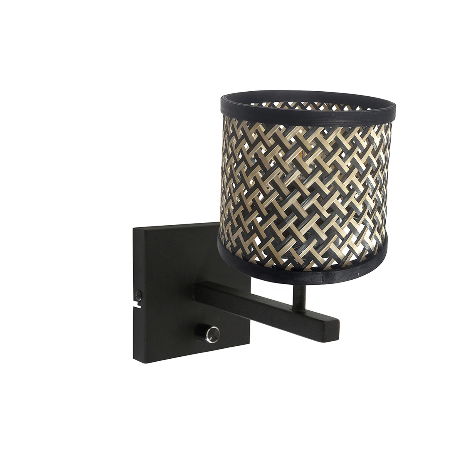 Stang 3709ZW wall light, black/natural wickerwork